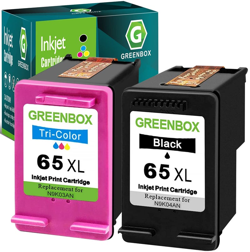 GREENBOX Remanufactured 65XL High-Yield Replacement for HP 65 65XL Ink Cartridges for Envy 5055 5052 5010 5012 DeskJet 3755 2652 3720 3752 2622 2624 2655 3722 2600 3700 2630 (1 Black 1 Tri-Color) - Image 1